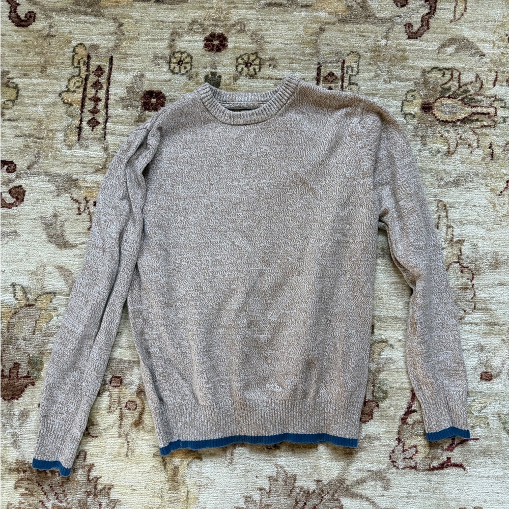 Cherokee Men's Tan Sweater with Blue Trim